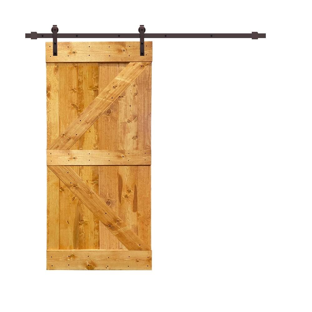 Colonial Maple Stained Pine Wood Interior Sliding Barn Door with Hardware Kit X549