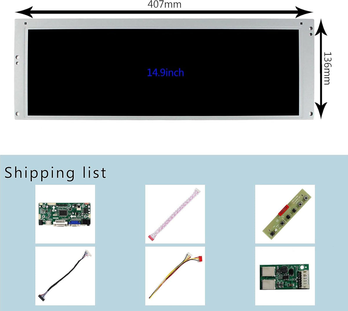 14.9 in 1280X390 LCD Screen with LCD Controller Board A64996