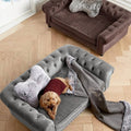 Tufted Dog Sofa Faux Leather I3840