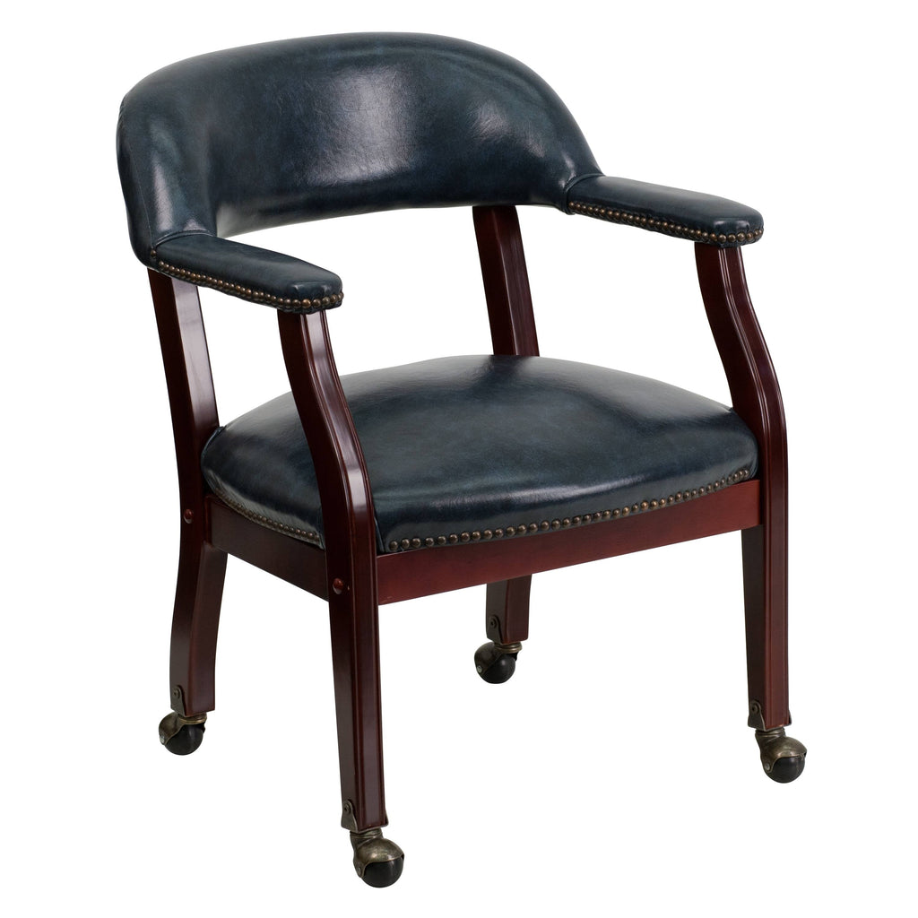 Black Vinyl Conference Chair with Casters S996535