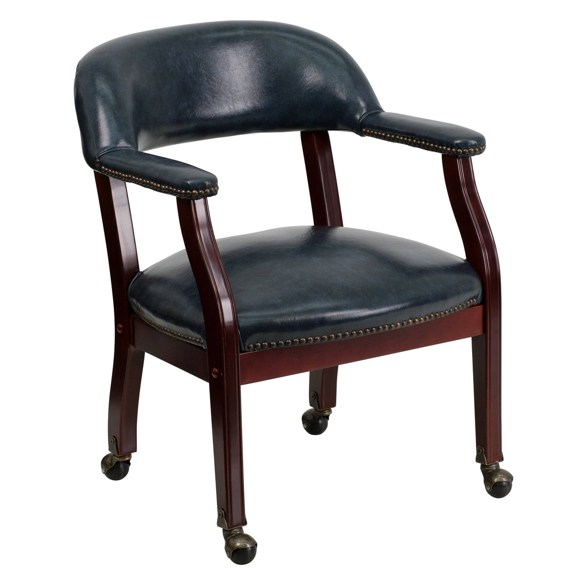 Black Vinyl Conference Chair with Casters S996535