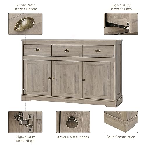 White Buffet Cabinet with 3 Drawers & 3 Doors W127