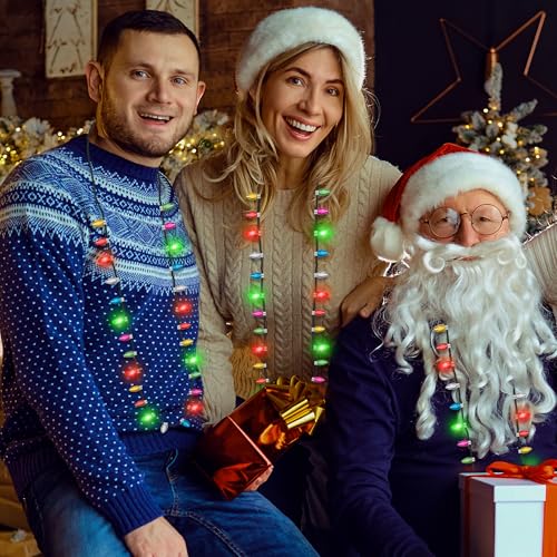 Light up Christmas Necklace 4pcs Colorful Glow 3D 3 Modes B827794