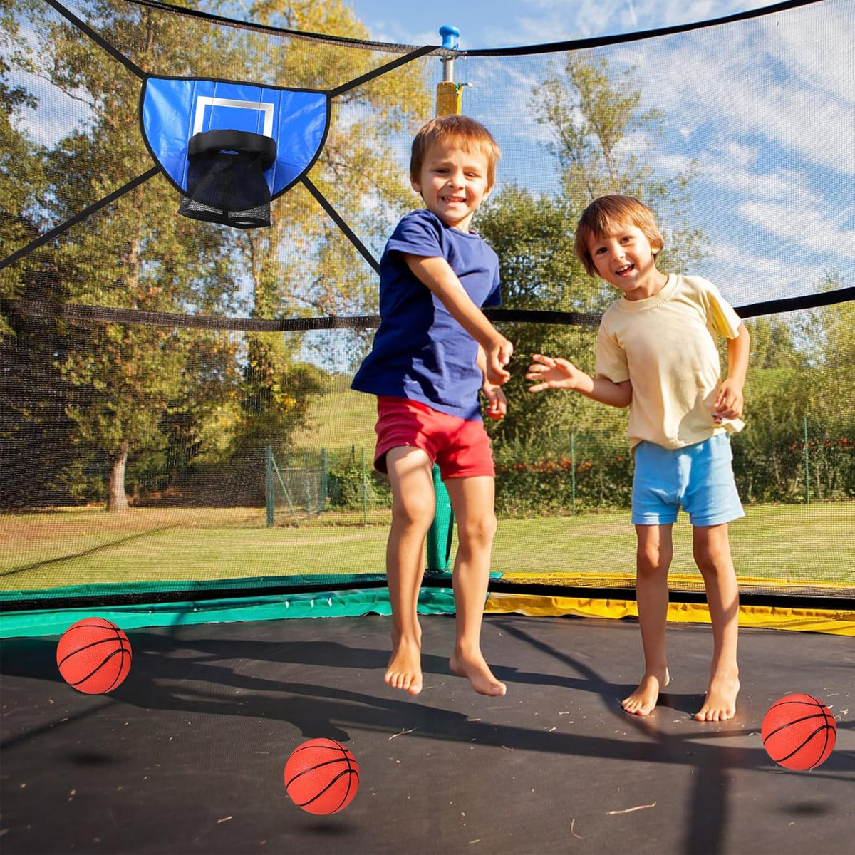 Waterproof Trampoline Basketball Hoop Set with Mini 3 Basketballs and Pump I827