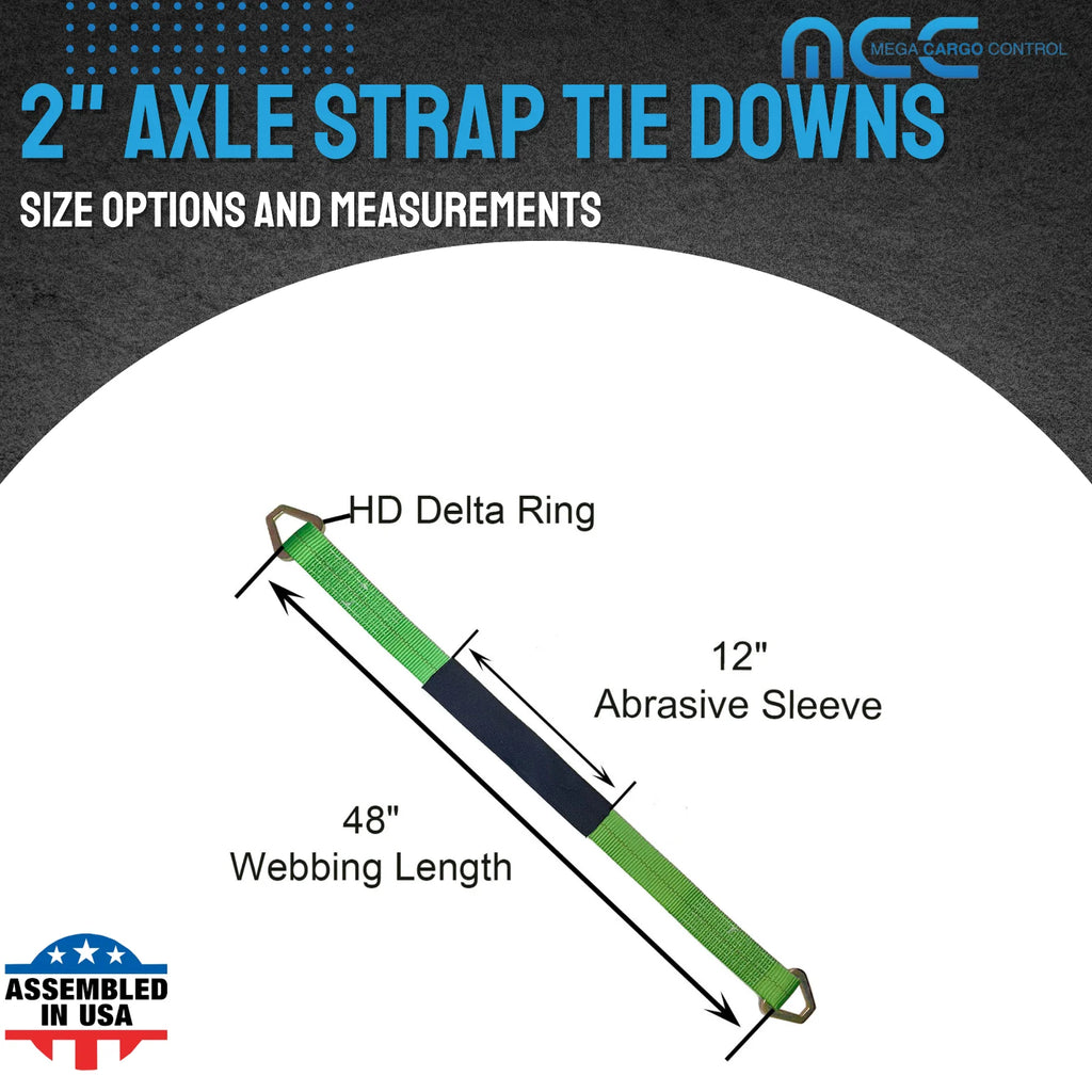 2" x 48" Axle Tie-Down Straps (2-Pack) - WLL: 3333 lbs - Green G72348