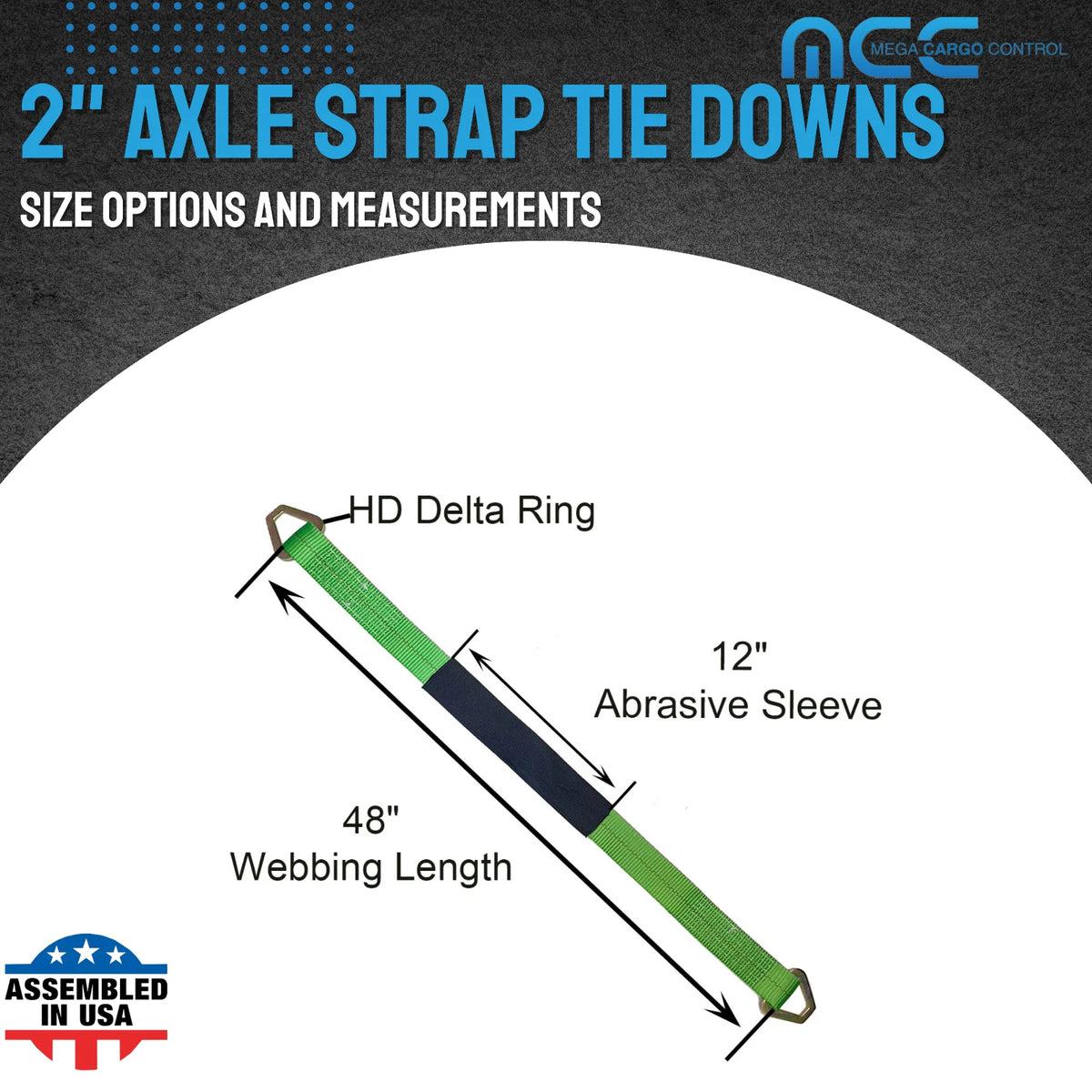 2" x 48" Axle Tie-Down Straps (2-Pack) - WLL: 3333 lbs - Green G72348