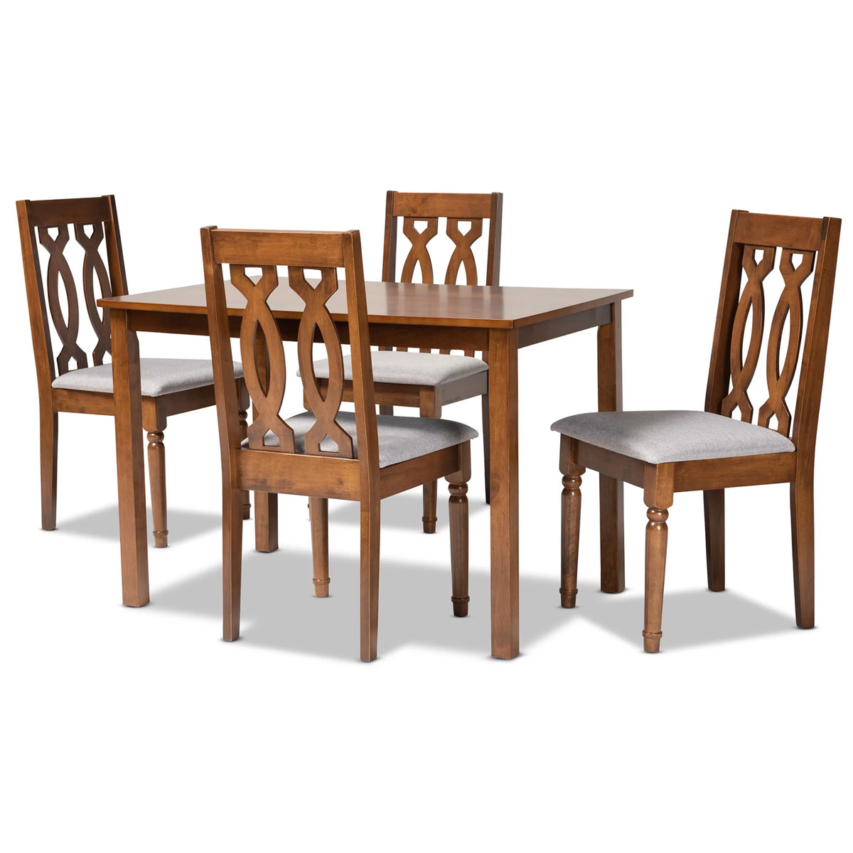 Grey Fabric Upholstered 5-Piece Wood Dining Set X103