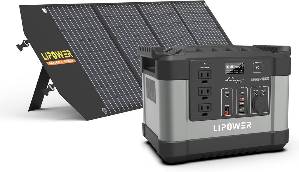 Portable Power Station 1000W Solar Generator with 3 110V Pure Sine Wave AC Outlet Z10472