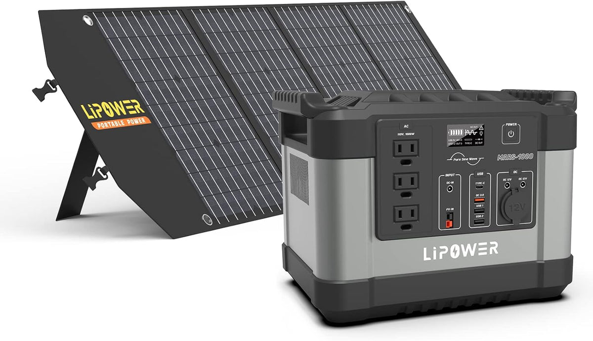 Portable Power Station 1000W Solar Generator with 3 110V Pure Sine Wave AC Outlet Z10472