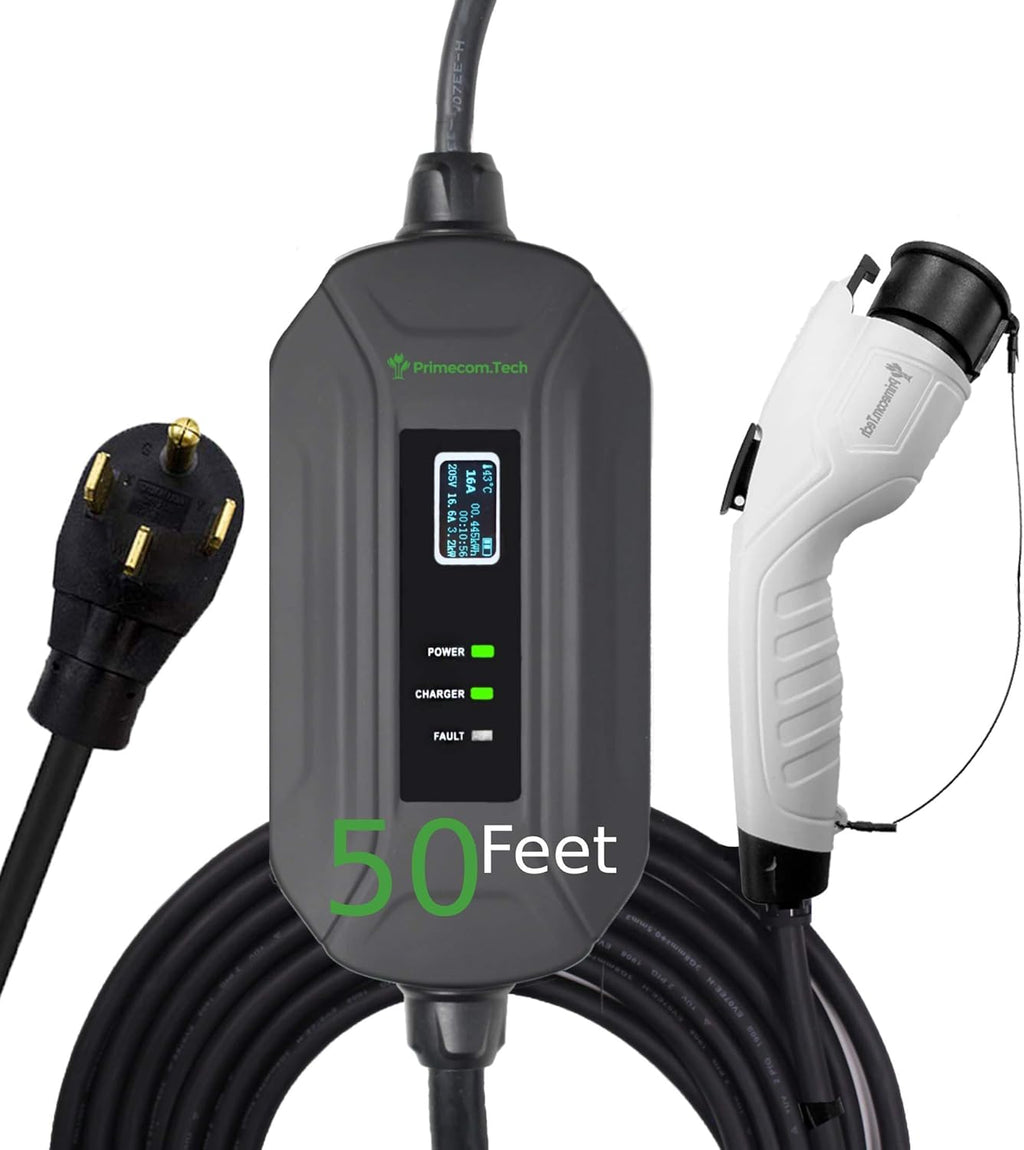 Portable Level 2 Electric Vehicle Charger, 16Amp, 50 Feet I1621