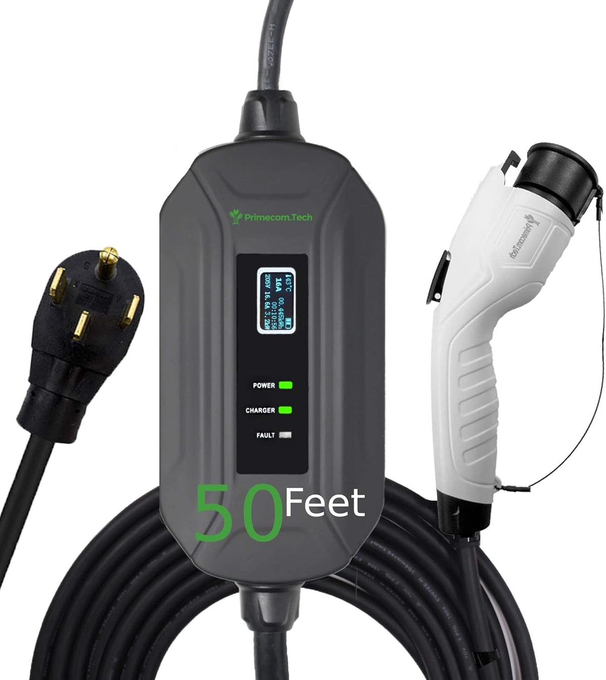 Portable Level 2 Electric Vehicle Charger, 16Amp, 50 Feet I1621