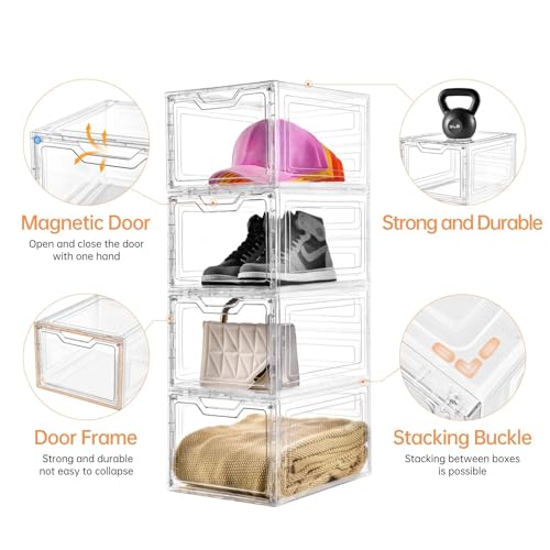 4-Tier Stackable Clear Plastic Storage Bins with Lid H79539