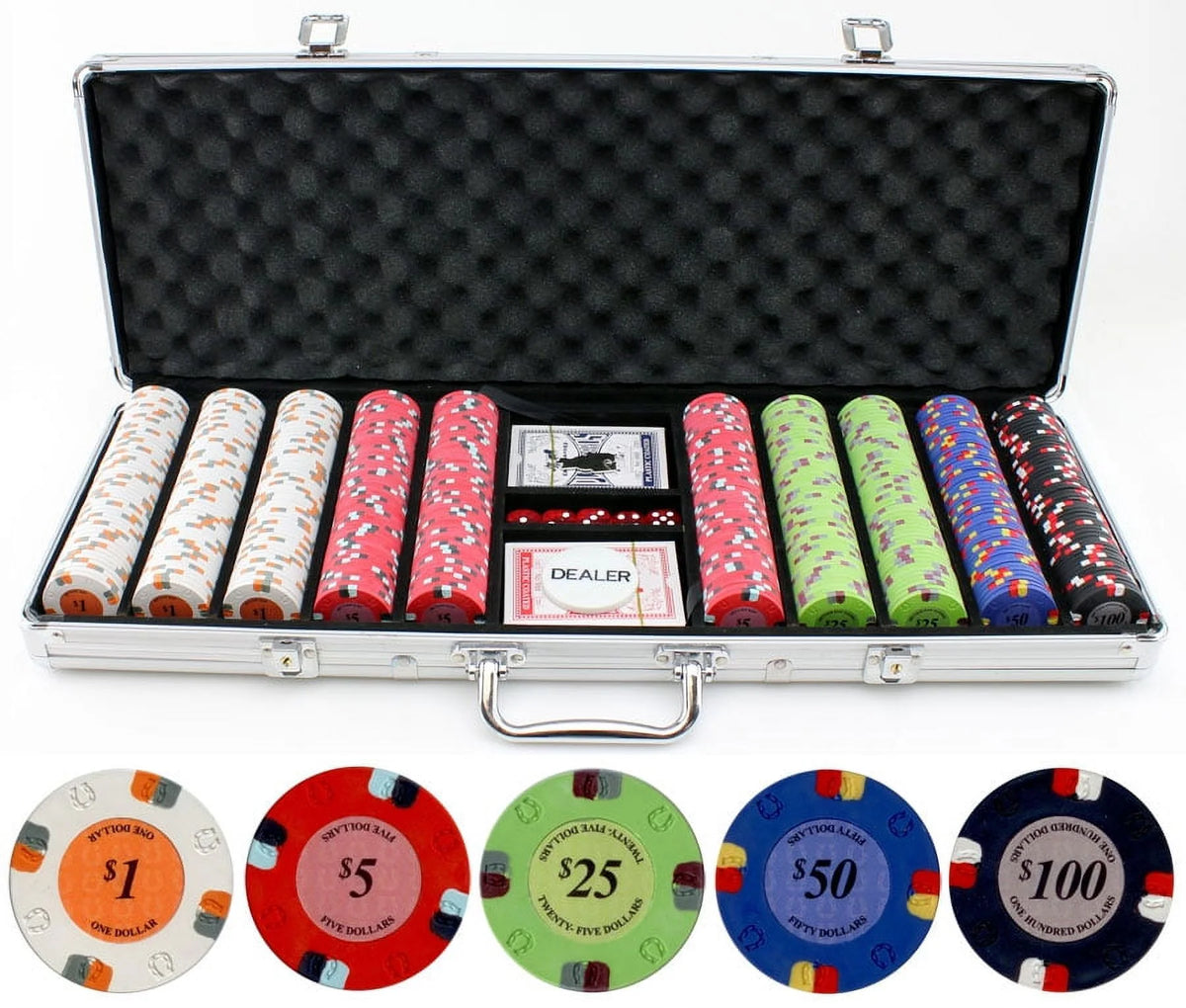 500pc Clay Poker Chips Set L247601