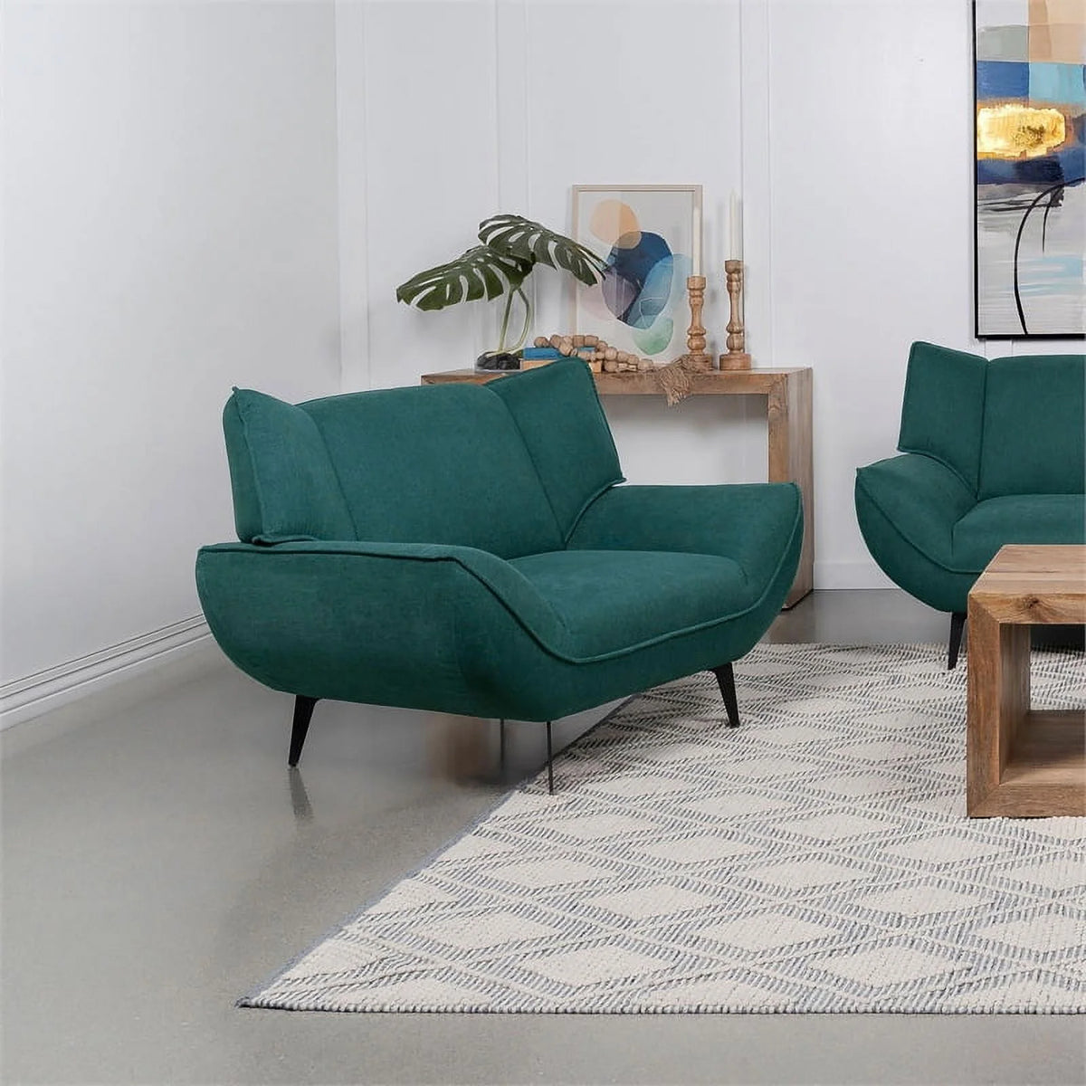 Teal Fabric Upholstered Wing Back Chair Q96317