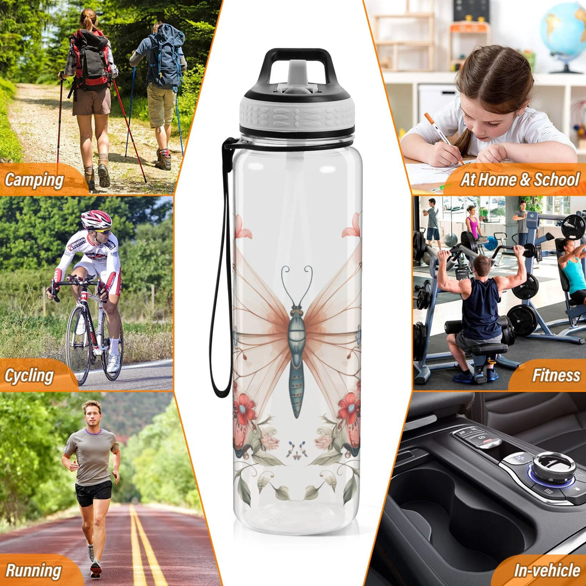 Clear 32oz Tritan Sports Water Bottle with Straw L27175