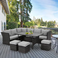 7 Piece Outdoor Sectional Sofa Rattan Wicker Dining Furniture O68575