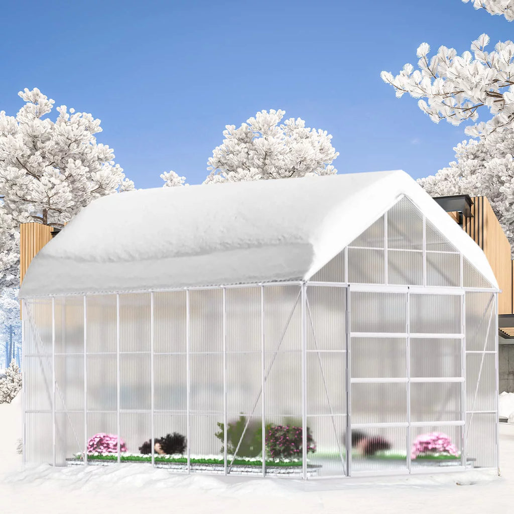 10' x 16' Walk-in Greenhouse with Aluminum Frame and Adjustable Roof Vent B1842