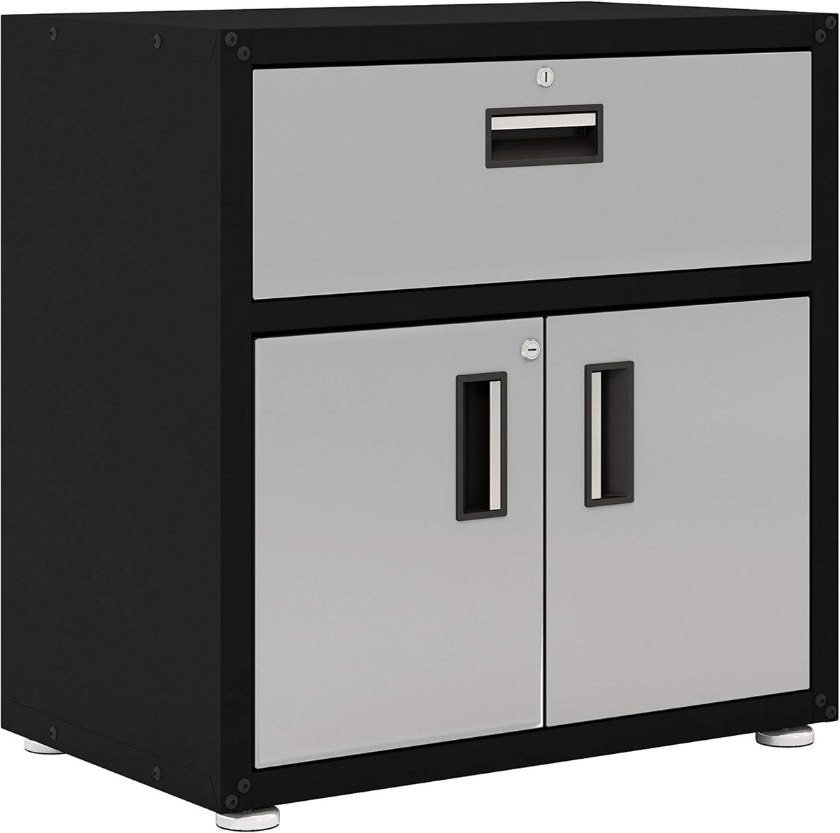 One Drawer Steel Cabinet with 2 Doors White and Grey Pack of 2 O908413