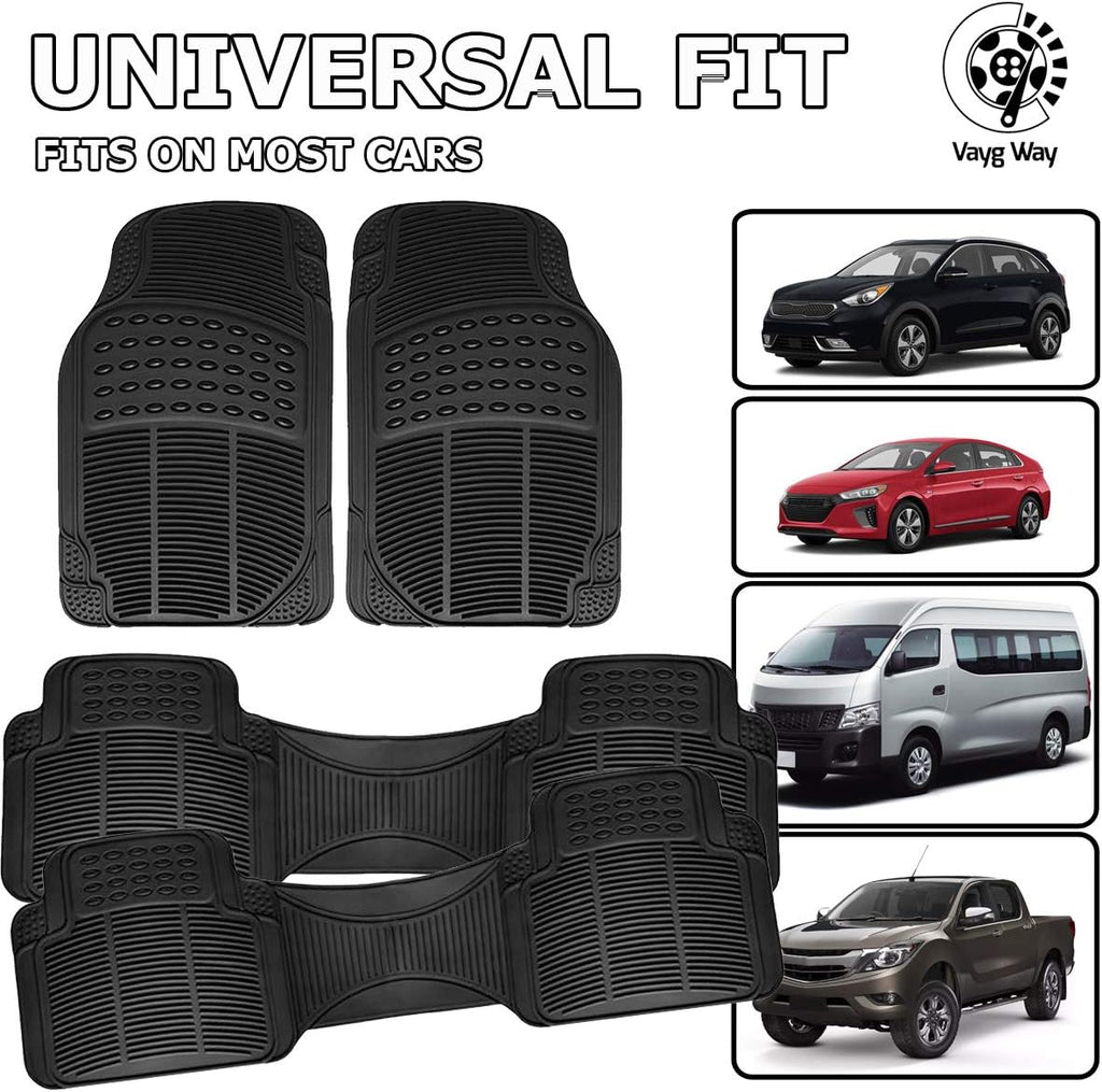 Black 4 Piece Heavy Duty Rubber Floor Mats G7533
