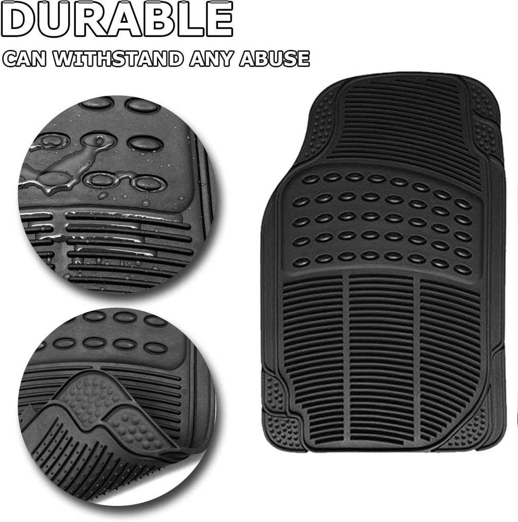 Black 4 Piece Heavy Duty Rubber Floor Mats G7533