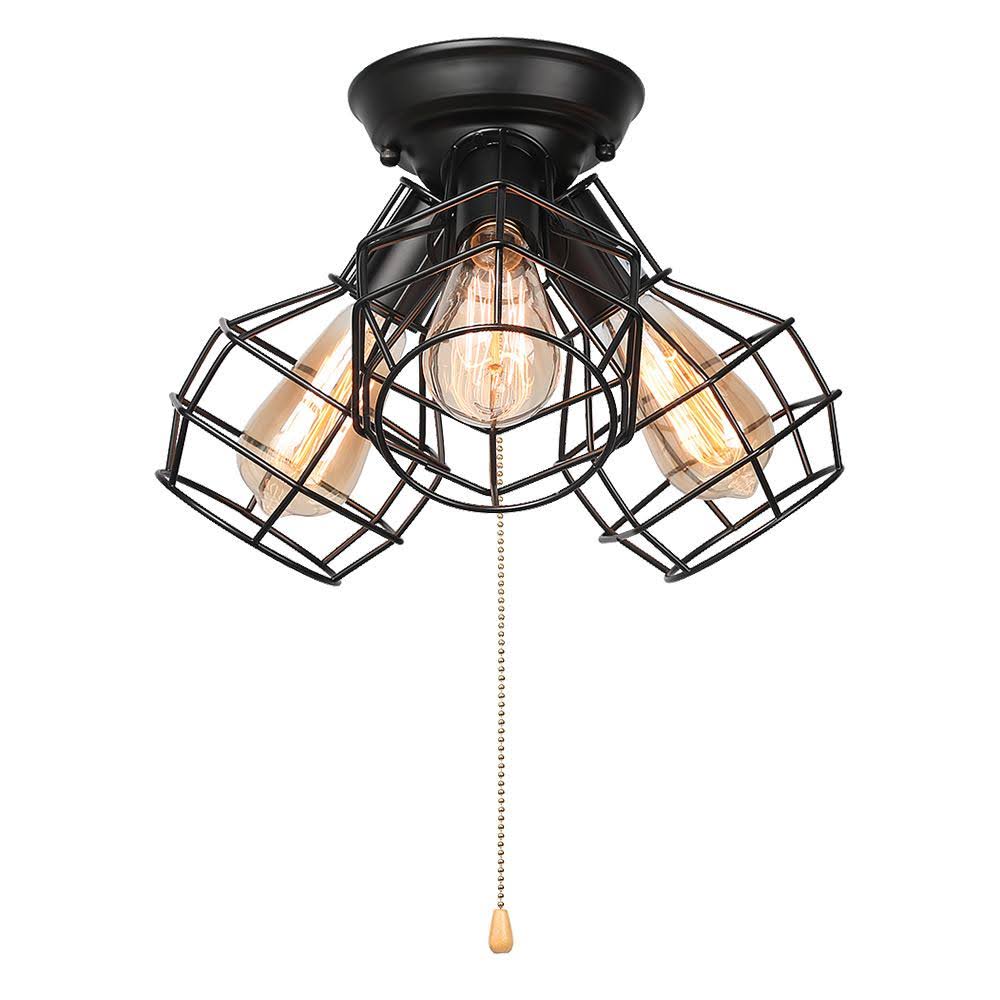 3-Light Wire Cage Flush Mount Ceiling Light N632057