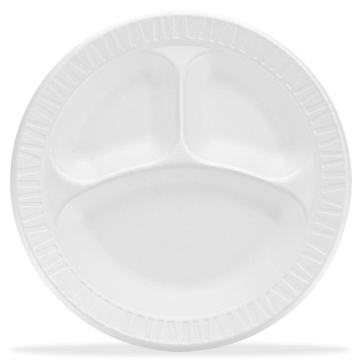 White 3 Compartment Laminated Foam Plate J2332