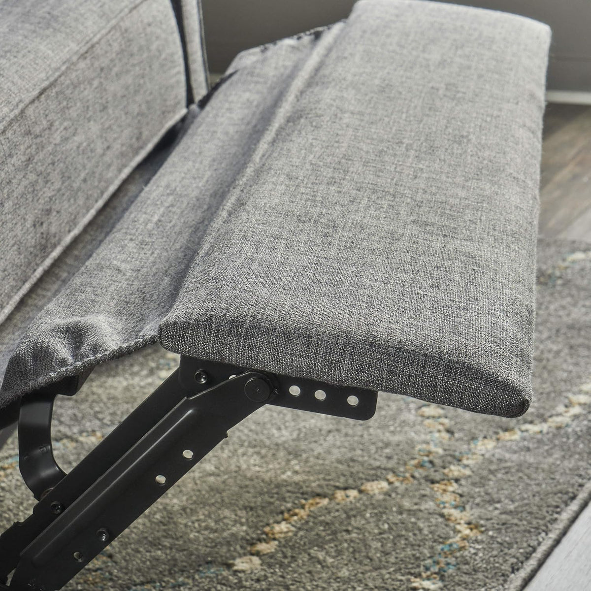 Grey Black Fabric Reclining Loveseat U12914
