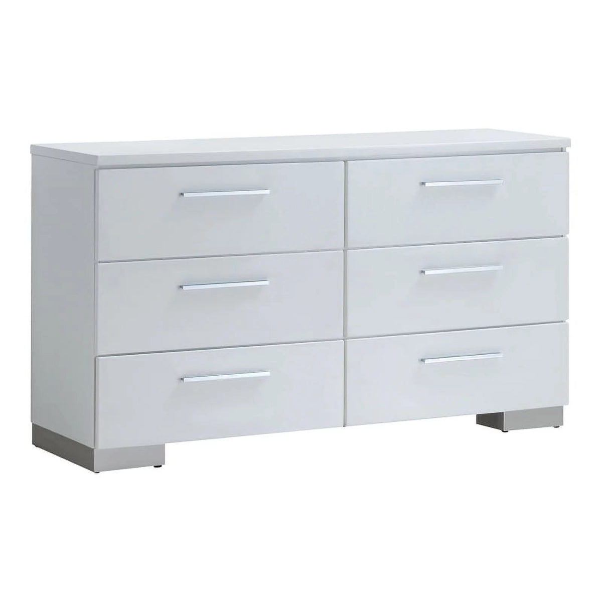 Contemporary Wood 6-Drawer Dresser in White U5750