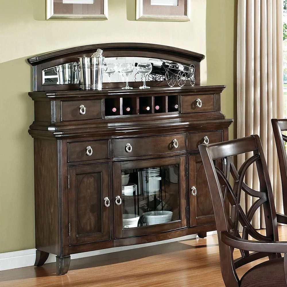 Dark Walnut Wood 8Pcs Dining Table Set Y91508