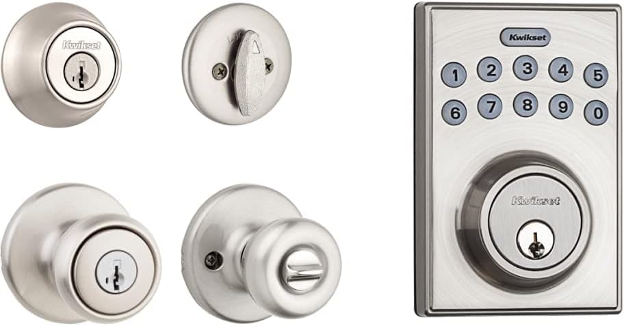 Satin Nickel Entry Combo Set with Electronic Keypad Deadbolt M8061