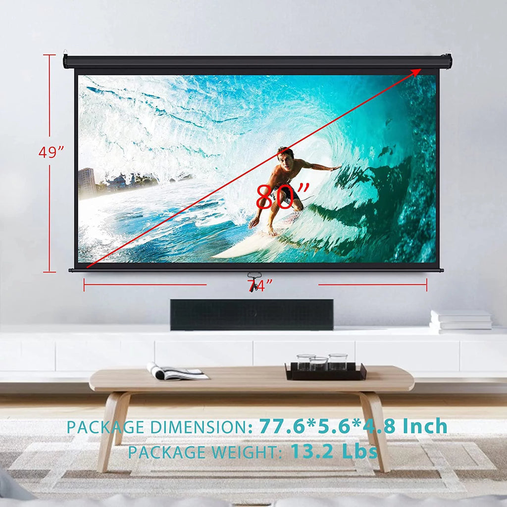 80 inch 16:9 HD Retractable Projector Screen O3879