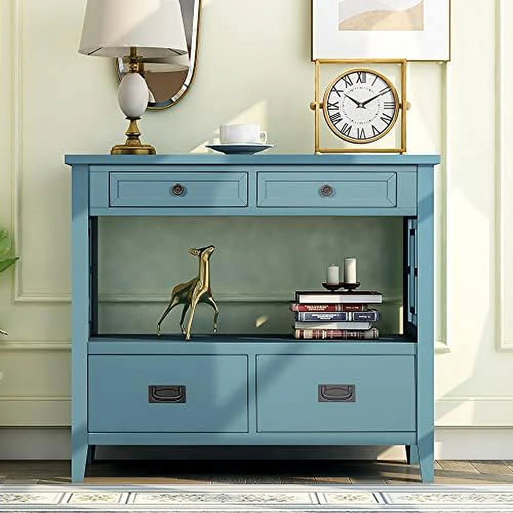 Modern Wood Console Table with 4 Drawers and 1 Shelves U509