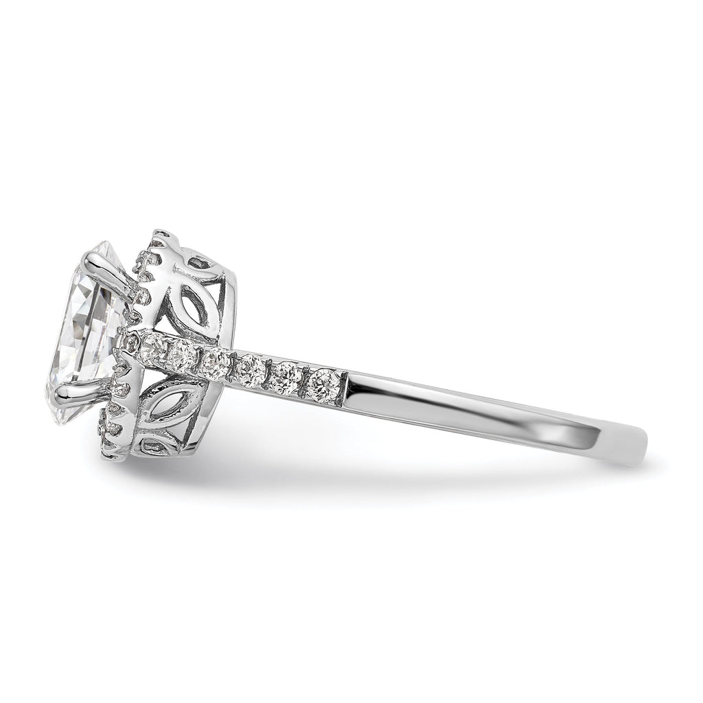 0.50ct CZ Solid 14K White Gold Oval Halo Engagement Ring D201