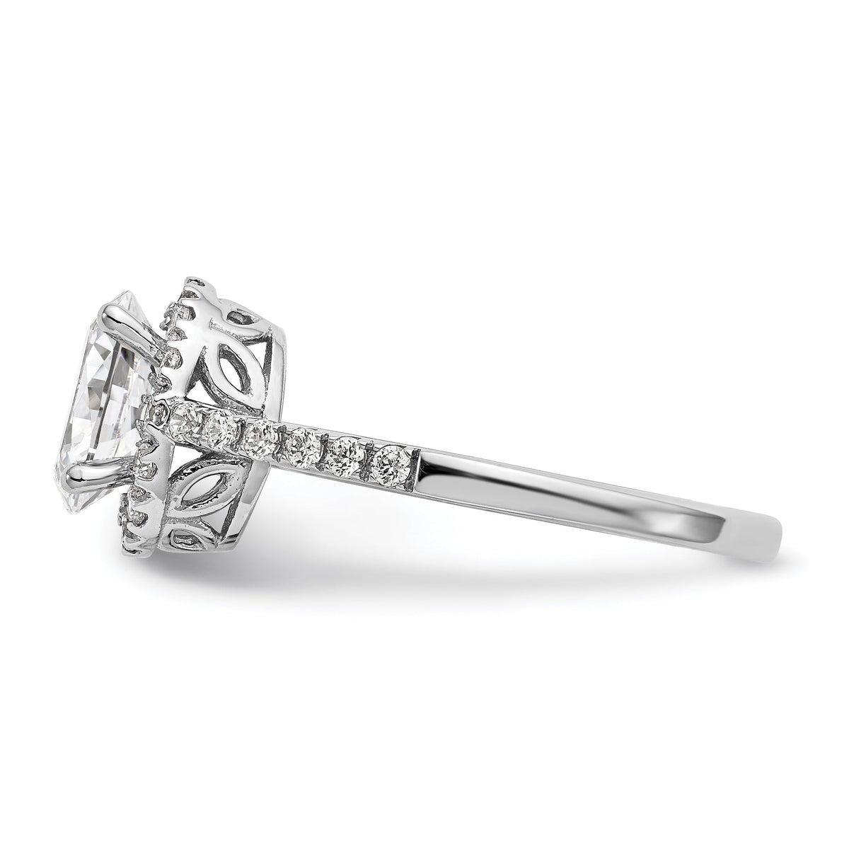 0.50ct CZ Solid 14K White Gold Oval Halo Engagement Ring D201