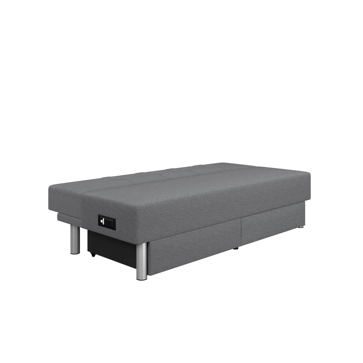 Gray Fabric Futon with Storage and Power E40535