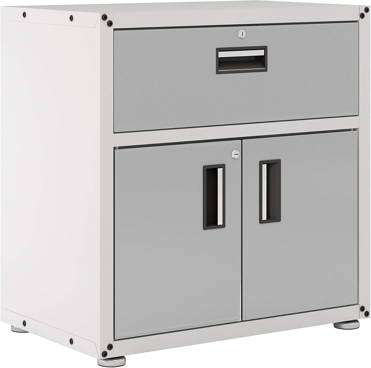 One Drawer Steel Cabinet with 2 Doors White and Grey Pack of 2 O908413