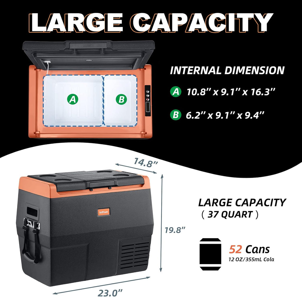 Portable Fridge Freezer with Wheels, 12-volt Compressor Cooler, Single Zone O124062