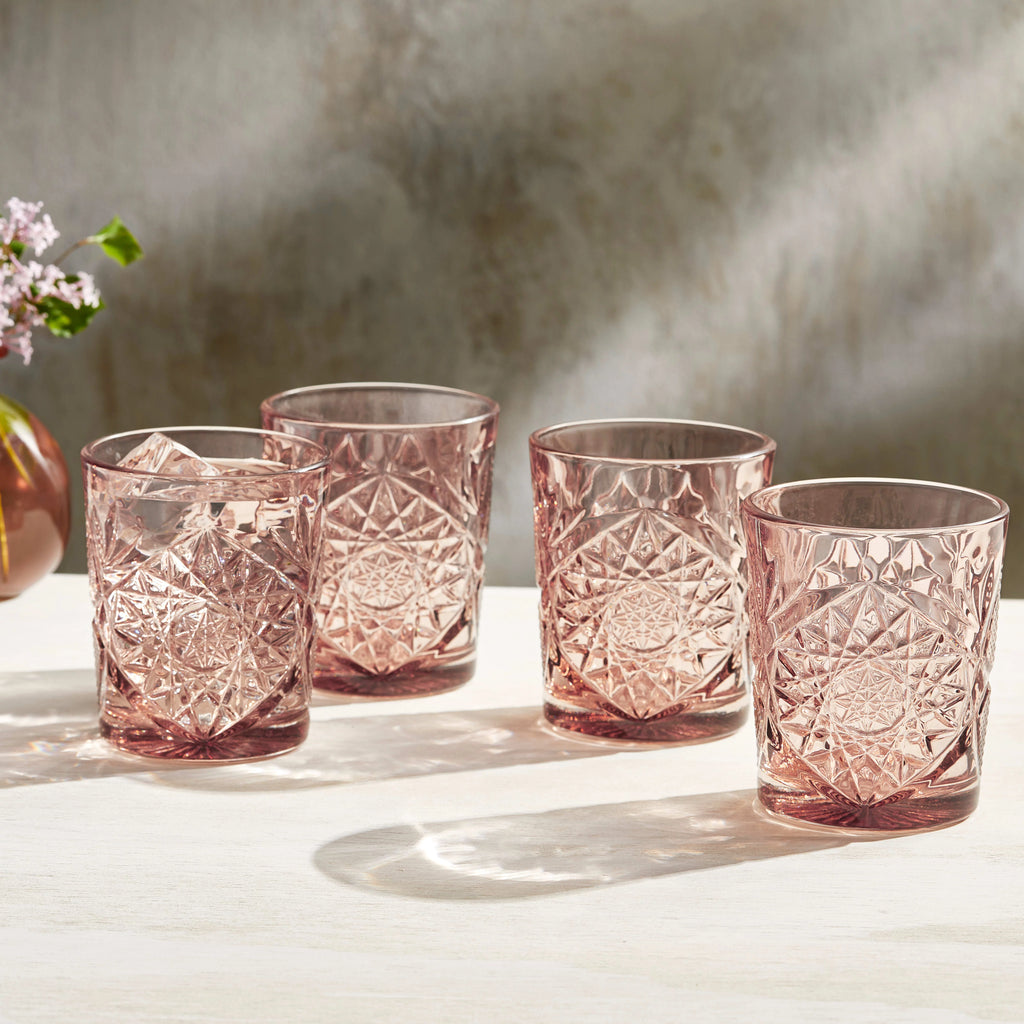 Rose 12-ounce Set of 4 Old Fashioned Glasses D233