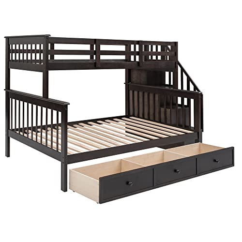 White Twin Over Twin Wood Bunk Bed with Trundle Y604