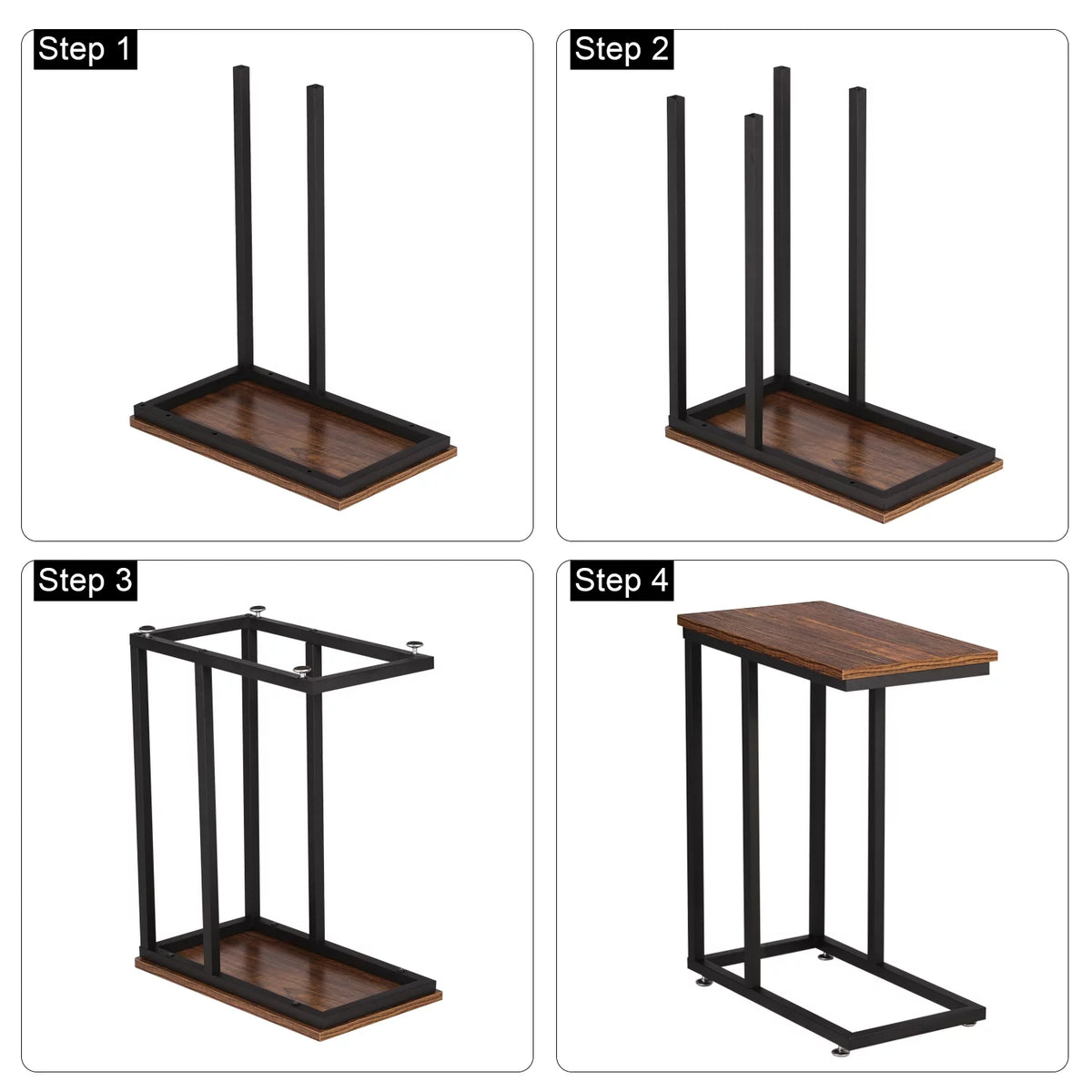 Set of 2 C-Shape Side Table Metal Frame L6198