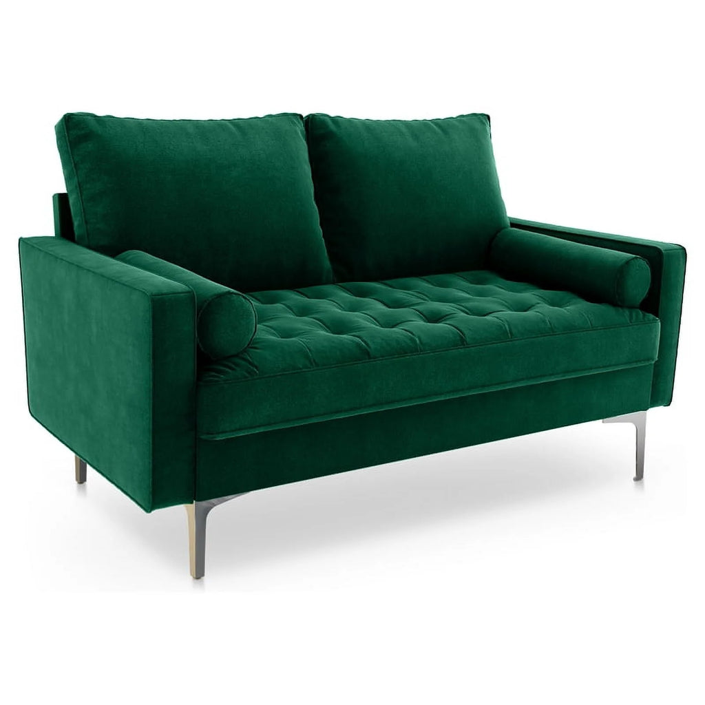 Green Velvet Upholstered Loveseat A2870