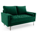 Green Velvet Upholstered Loveseat A2870