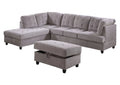 Corduroy L Shape Sectional Sofa with Storage Ottoman X100