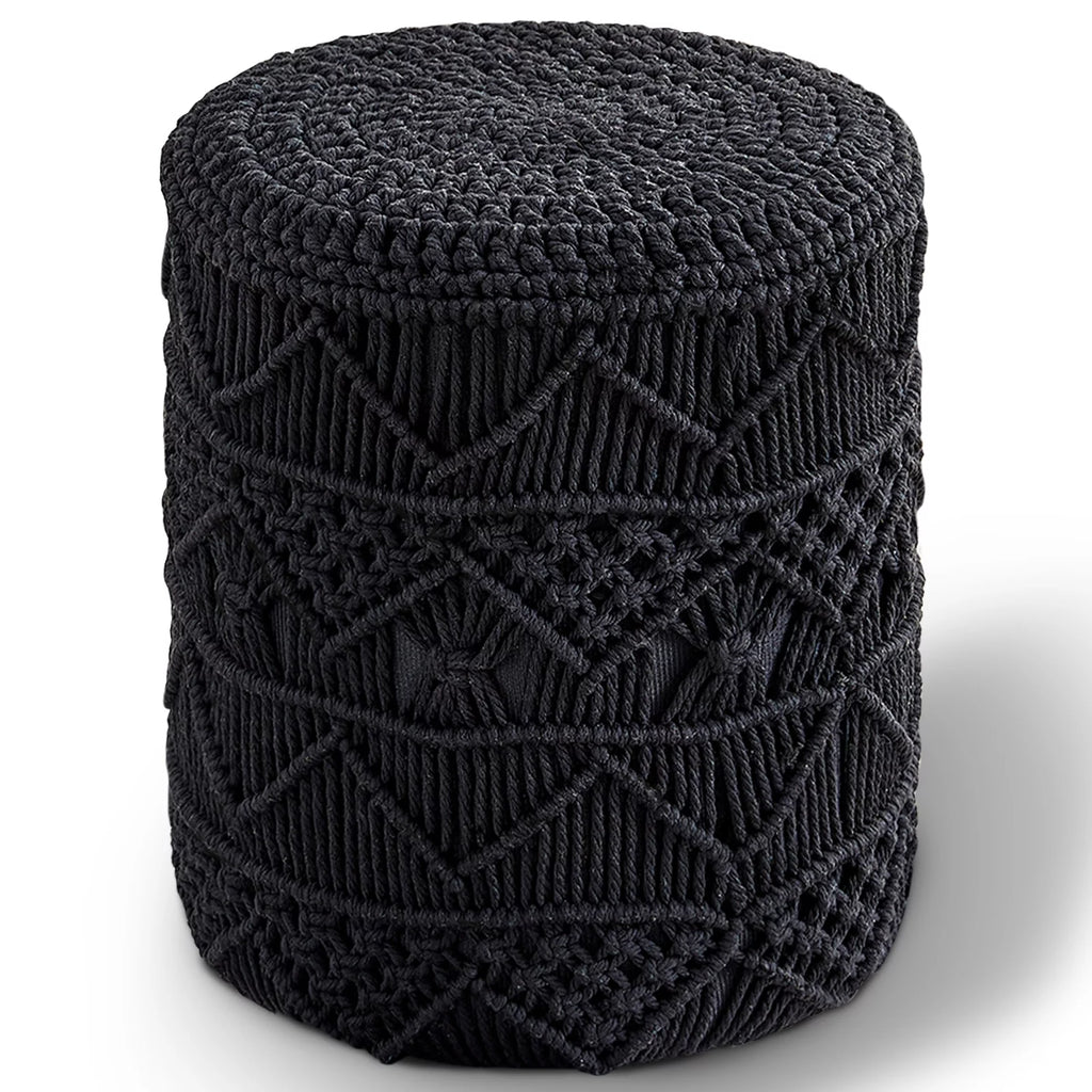 Hand Knitted Cotton Round Pouf Ottoman T6042