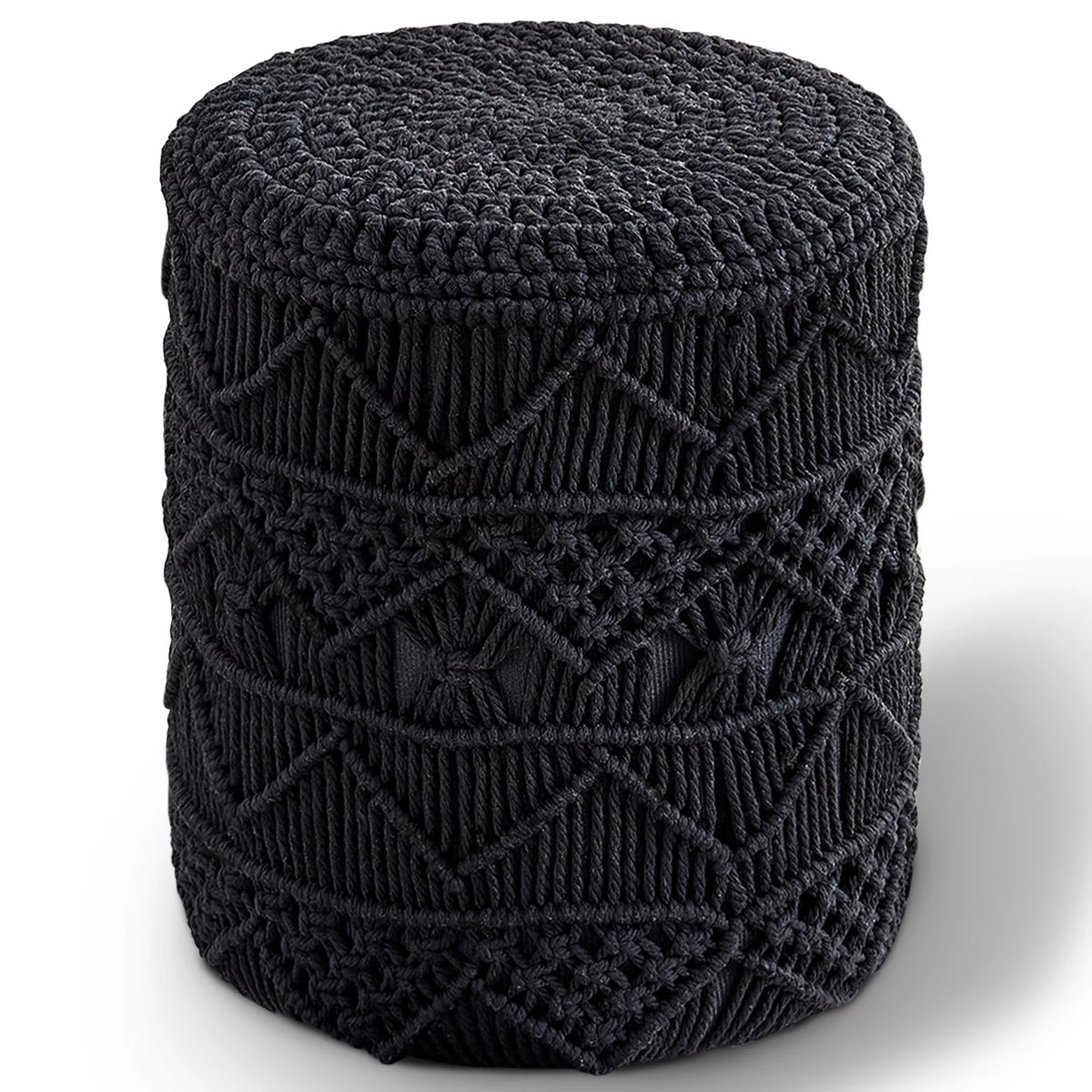 Hand Knitted Cotton Round Pouf Ottoman T6042