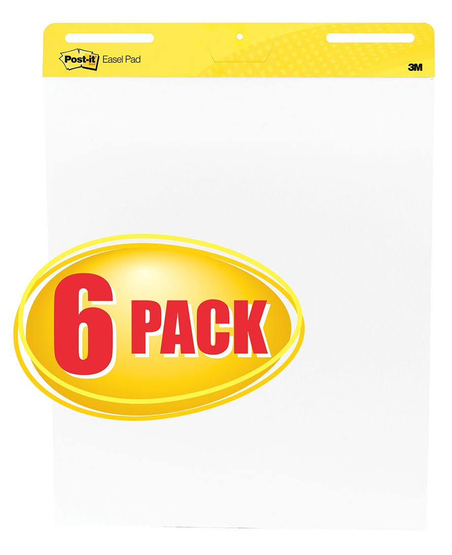 Self-Stick Easel Pads, 25 x 30, White, 6 D698927