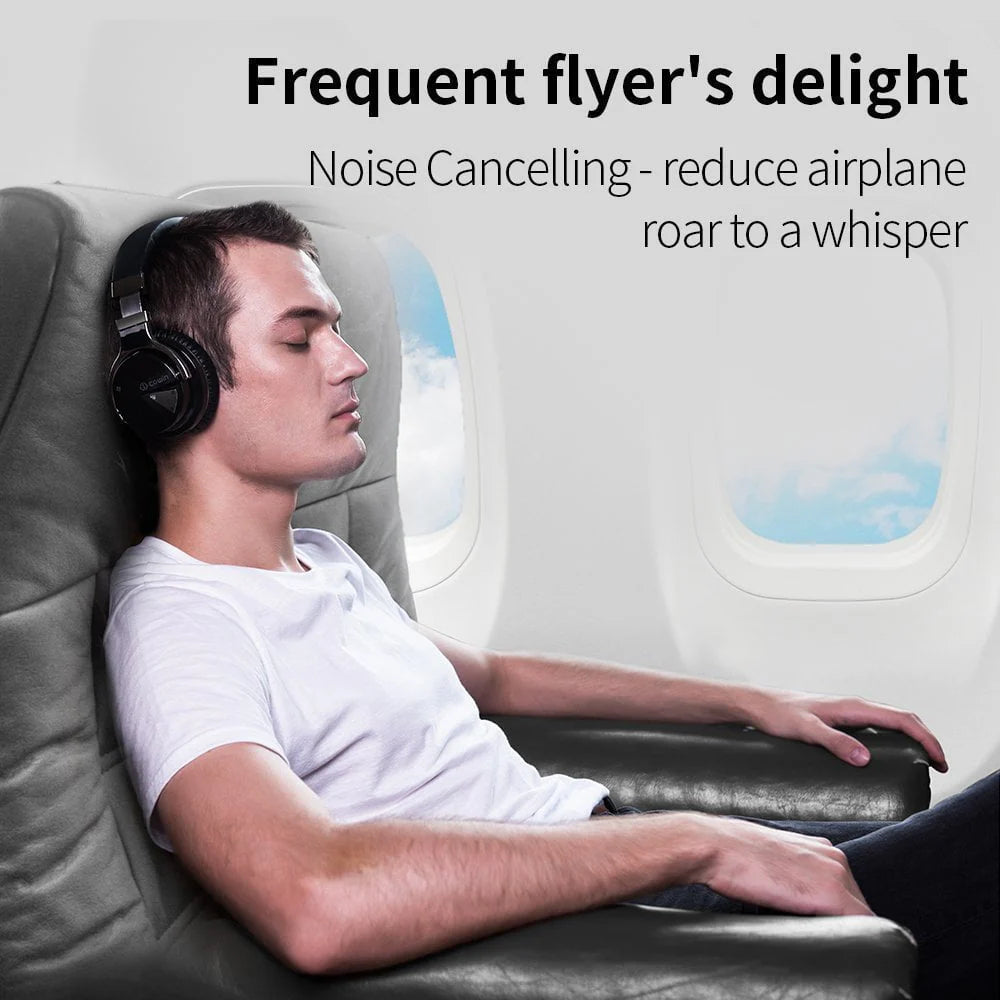 Active Noise Cancelling Bluetooth Headphones with Mic Deep Bass Wireless Over Ear Black F44024