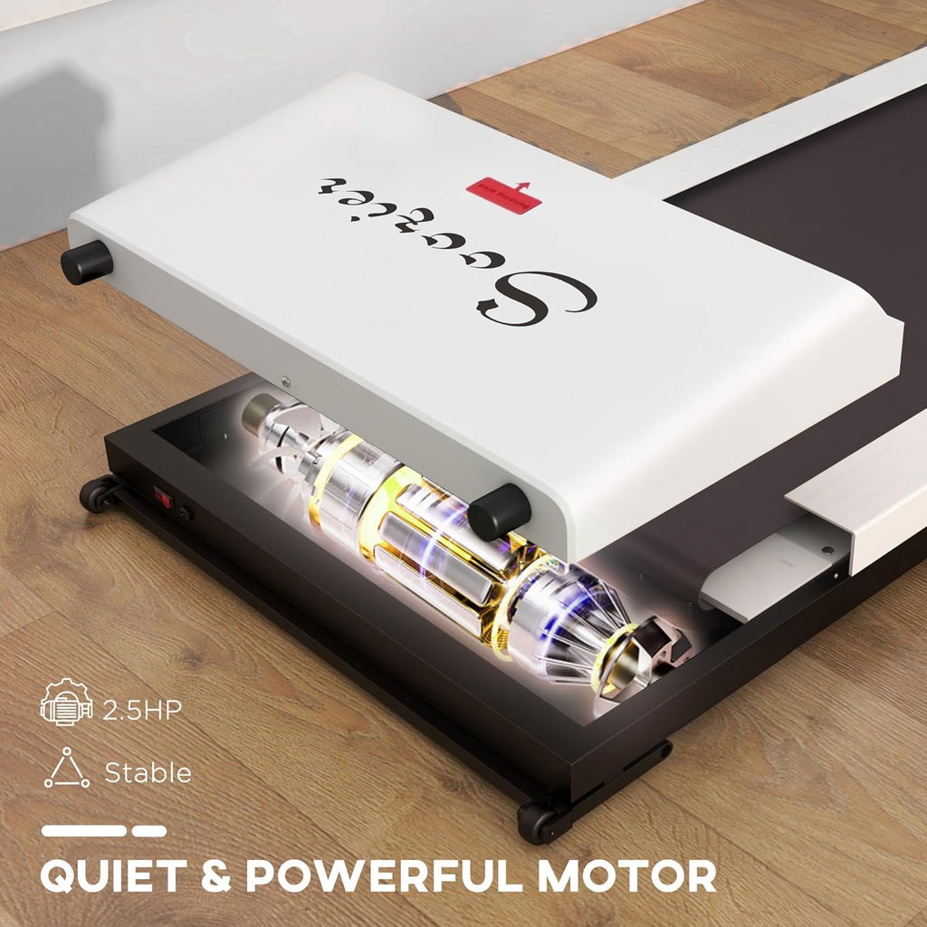 White Under Desk Treadmill with Foldable Wheels B828