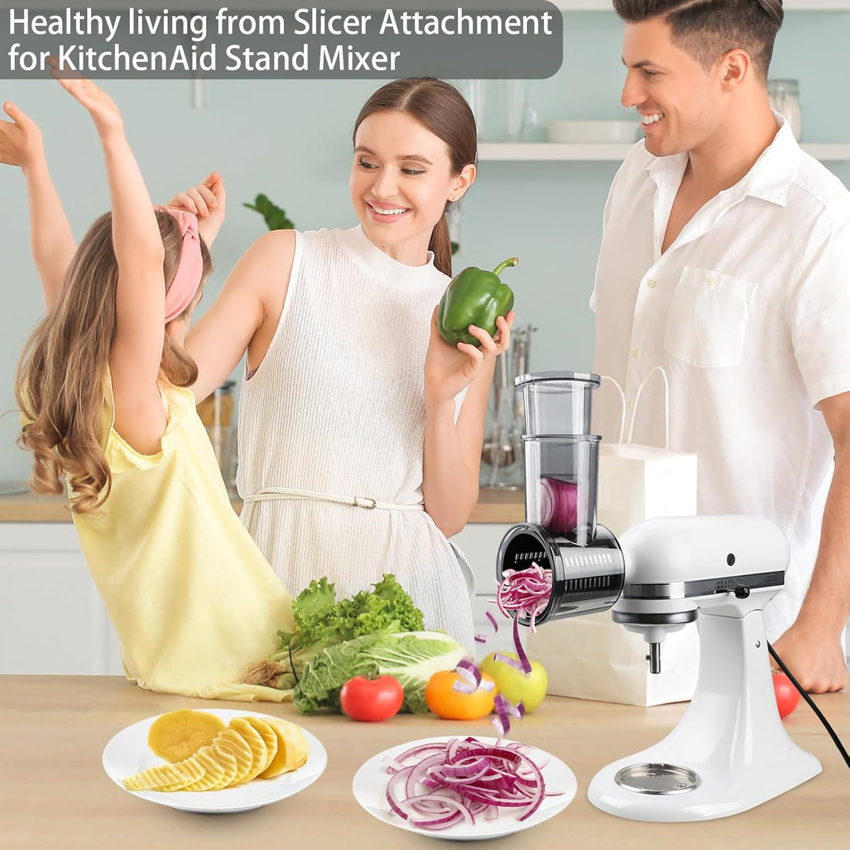 Slicer Shredder Attachments for KitchenAid Stand Mixers with 5 Blades T4178