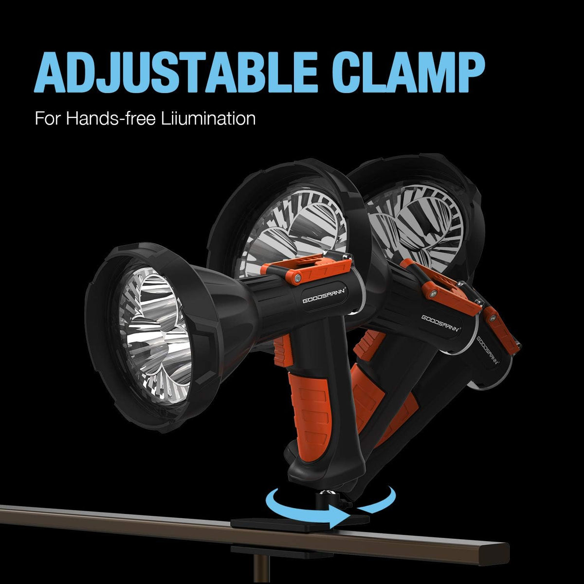 Rechargeable 4000 Lumen LED Spotlight with Detachable Red Light Filter G92628
